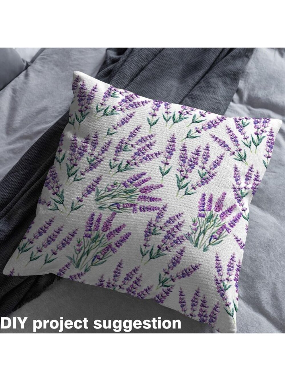 Purple Lavender Watercolor Floral Fabric by the Yard - Soft Polyester for DIY - Picture 3 of 6